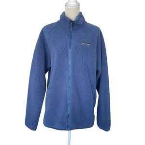 Columbia Fleece Sherpa Jackets Women’s Size L Blue Warm Cozy Fall Winter